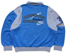 画像2: 80s イタリア製 NIKEナイキ OREGON STATE Baseball ツートン 襟付き スウェット 青×グレー XL (2)