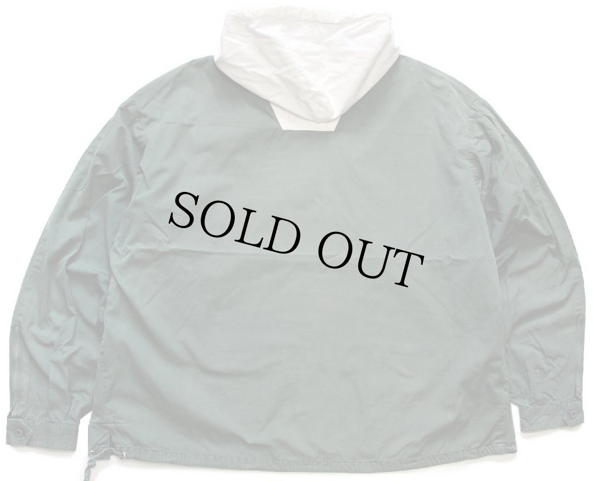 画像2: 90s J.CREW ツートン 切り替え コットン アノラックパーカー 緑×白 XL (2)