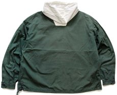 画像2: 90s J.CREW ツートン 切り替え コットン アノラックパーカー 緑×白 XL (2)