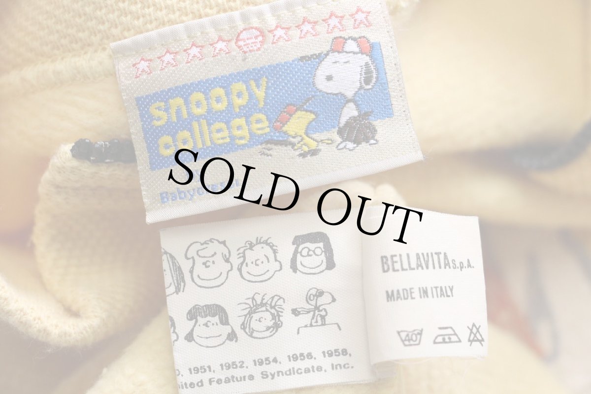 画像4: 90s イタリア製 Charlie Brown チャーリーブラウン 刺繍 モックネック ハーフジップ 鹿の子 スウェット 薄黄★スヌーピー (4)