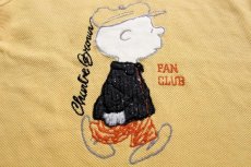 画像5: 90s イタリア製 Charlie Brown チャーリーブラウン 刺繍 モックネック ハーフジップ 鹿の子 スウェット 薄黄★スヌーピー (5)