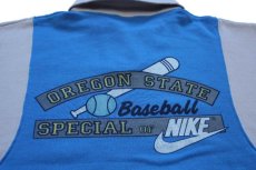 画像4: 80s イタリア製 NIKEナイキ OREGON STATE Baseball ツートン 襟付き スウェット 青×グレー XL (4)