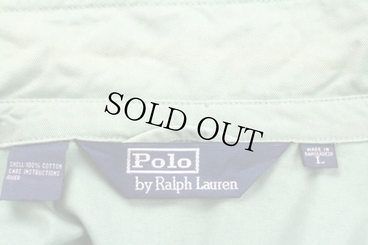 画像4: 00s ポロ ラルフローレン ワンポイント チンスト付き コットンジャケット ライトグリーン L (4)