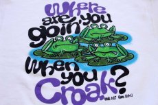 画像4: 90s USA製 Where are you goin' When you Croak? カエル イラスト 両面プリント スウェット 白 M (4)