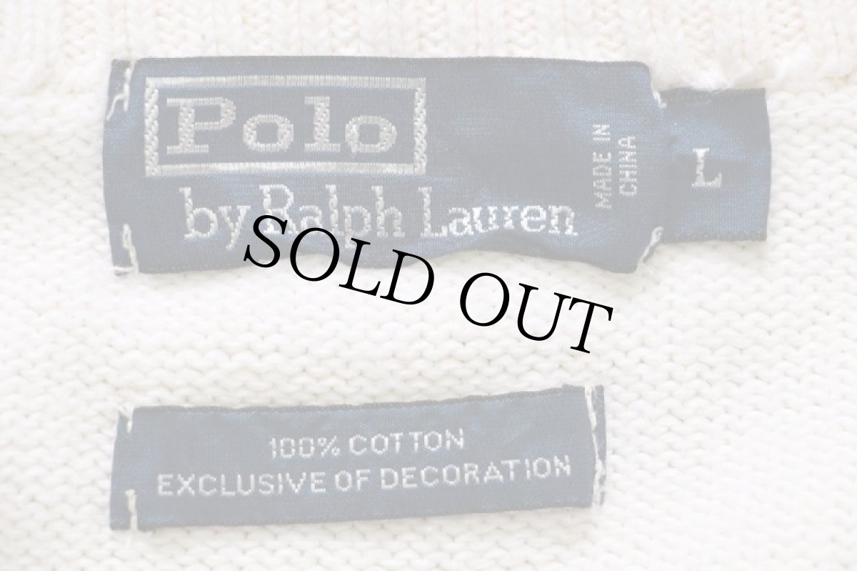 画像4: 00s ポロ ラルフローレン ワンポイント ハイネック ハーフジップ コットンニット セーター ナチュラル L (4)