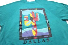 画像3: 90s USA製 TULTEX DALLAS サボテン アート スウェット エメラルドグリーン L (3)