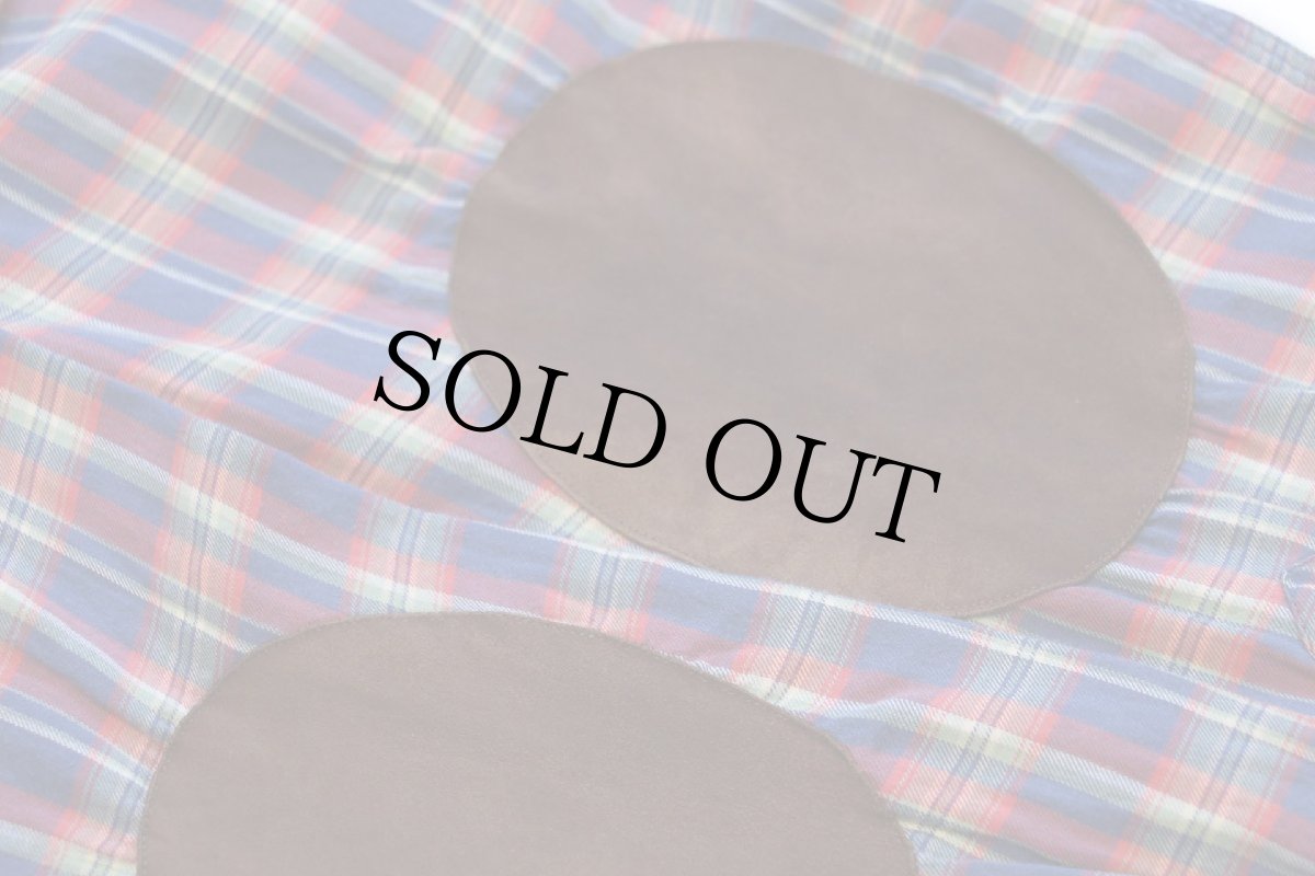 画像5: 00s ポロ ラルフローレン マドラスチェック エルボーパッチ付き コットン ワークシャツ L★インド綿 (5)