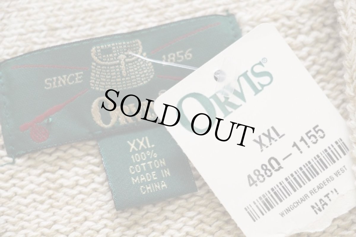 画像4: デッドストック★90s ORVISオービス パチポケ コットンニット ベスト カーディガン ミックス XXL★特大 (4)