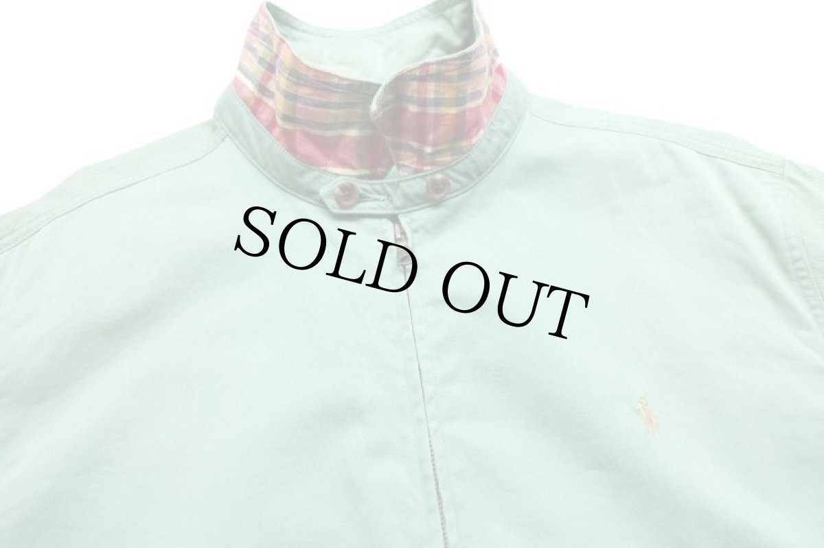 画像3: 00s ポロ ラルフローレン ワンポイント チンスト付き コットンジャケット ライトグリーン L (3)