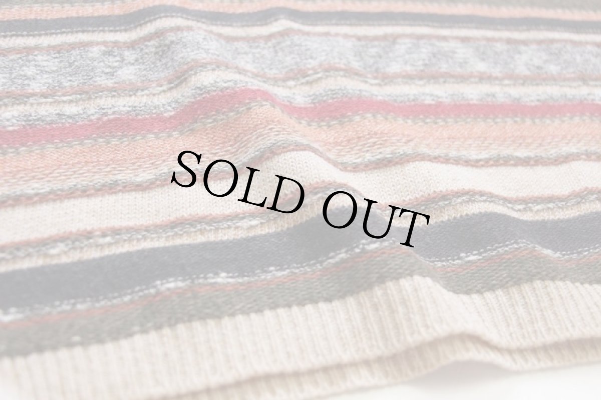 画像5: 90s イタリア製 STATION ラグ柄 ヘンリーネック コットン×アクリル×シルクニット セーター XL (5)