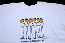 画像3: 80s USA製 Hanes YOU CAN NEVER BE TOO THIN OR TOO COOL ペリカン イラスト スウェット 白 XL (3)