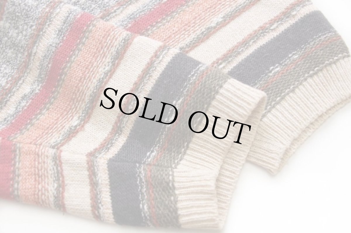 画像6: 90s イタリア製 STATION ラグ柄 ヘンリーネック コットン×アクリル×シルクニット セーター XL (6)