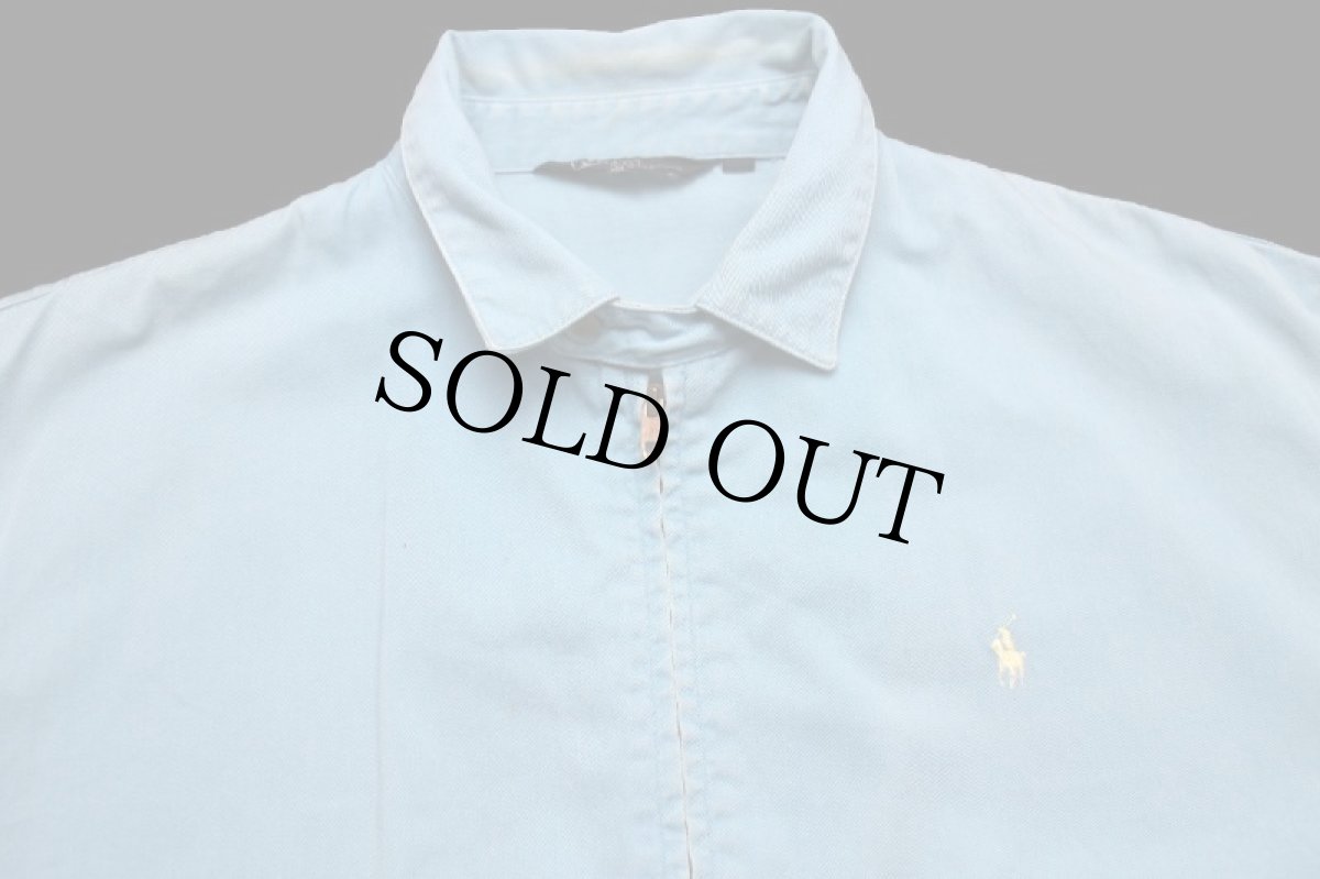 画像3: 80s USA製 ポロ ラルフローレン ワンポイント チンスト付き コットンジャケット 水色 L (3)