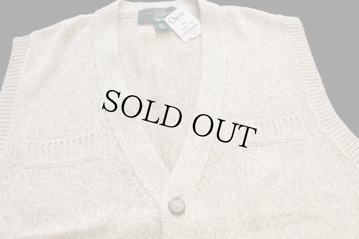 画像3: デッドストック★90s ORVISオービス パチポケ コットンニット ベスト カーディガン ミックス XXL★特大 (3)