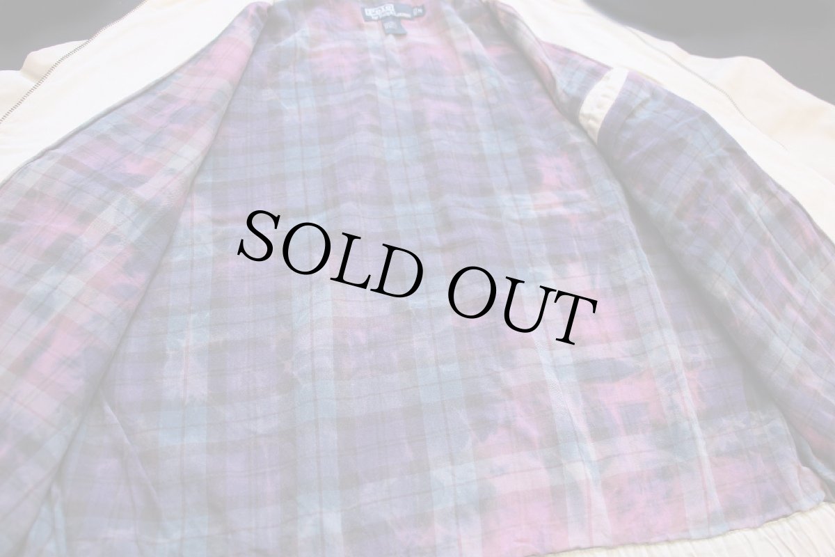 画像5: 90s ポロ ラルフローレン ワンポイント チンスト付き タータンチェックライナー コットンジャケット ベージュ M (5)