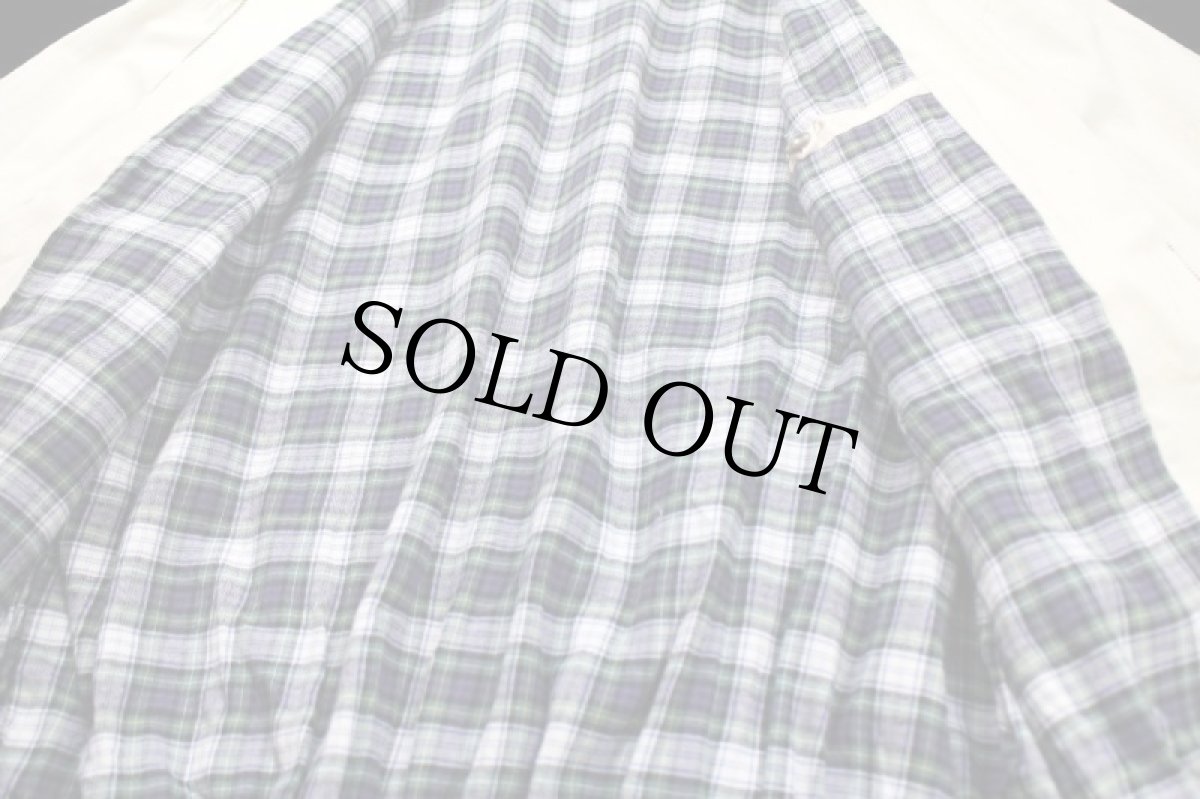 画像5: 90s ポロ ラルフローレン ワンポイント チンスト付き タータンチェックライナー コットンジャケット アイボリー M (5)