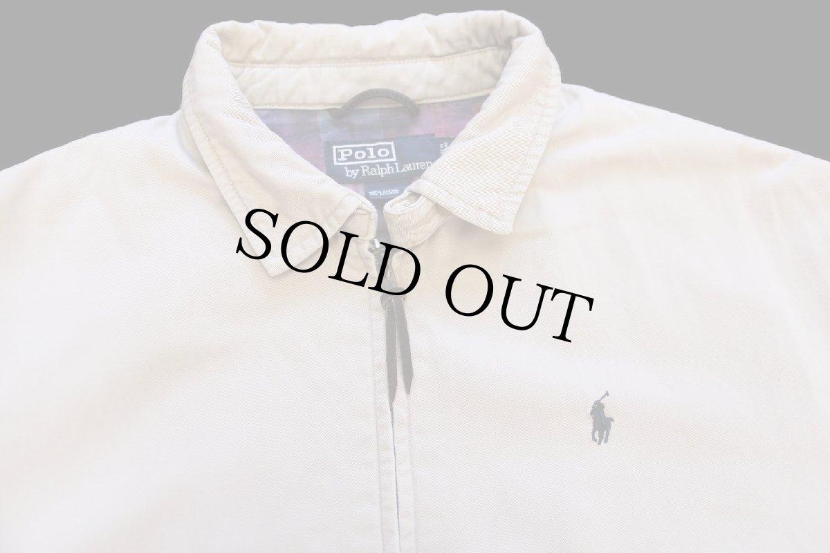 画像3: 90s ポロ ラルフローレン ワンポイント チンスト付き タータンチェックライナー コットンジャケット ベージュ M (3)