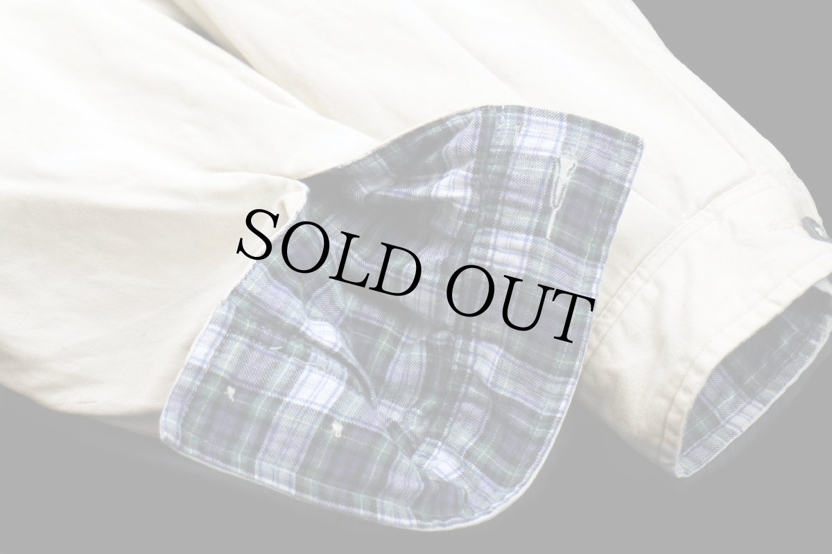 画像6: 90s ポロ ラルフローレン ワンポイント チンスト付き タータンチェックライナー コットンジャケット アイボリー M (6)