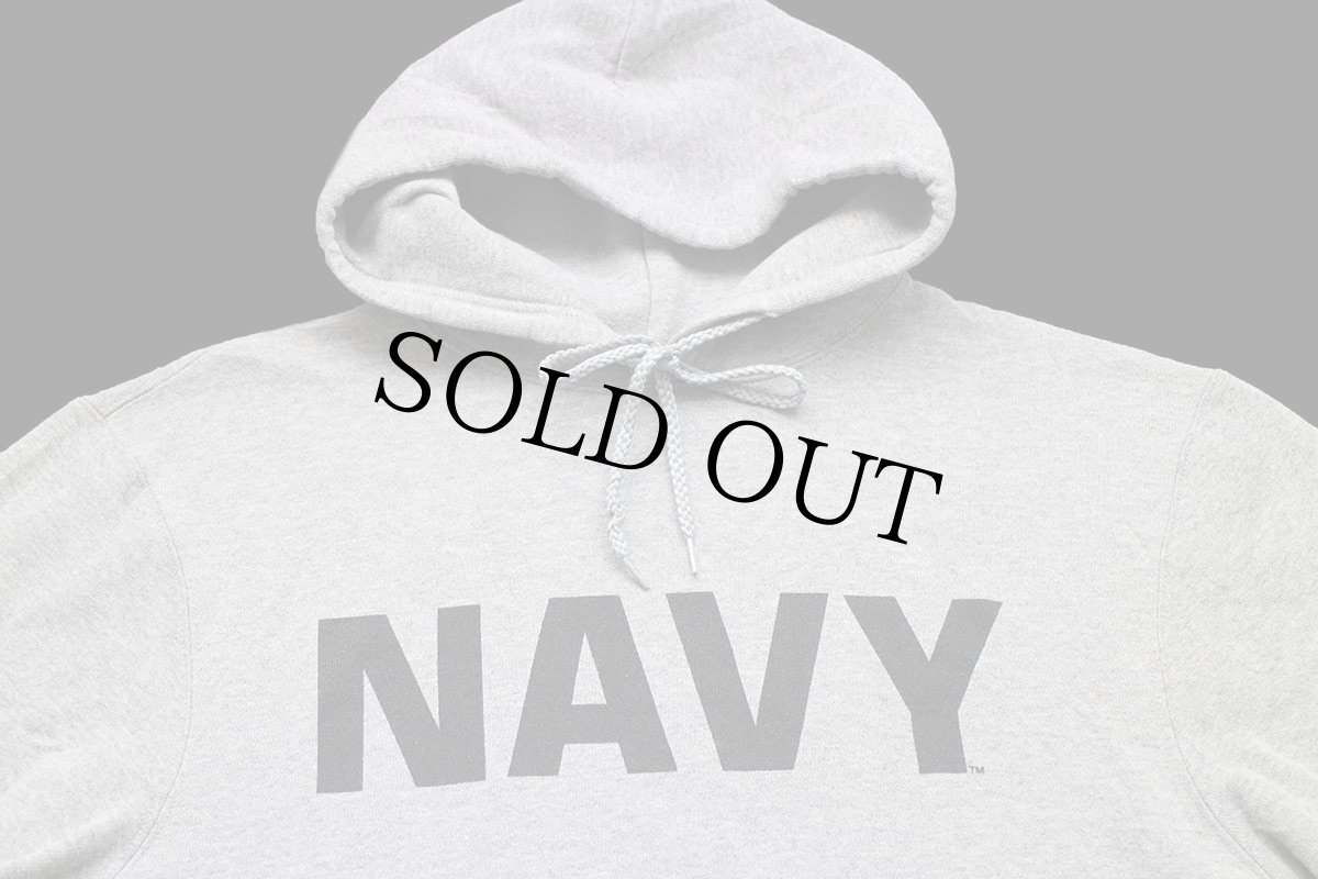 画像3: 00s 米軍 U.S.NAVY ロゴ スウェットパーカー 杢グレー M (3)