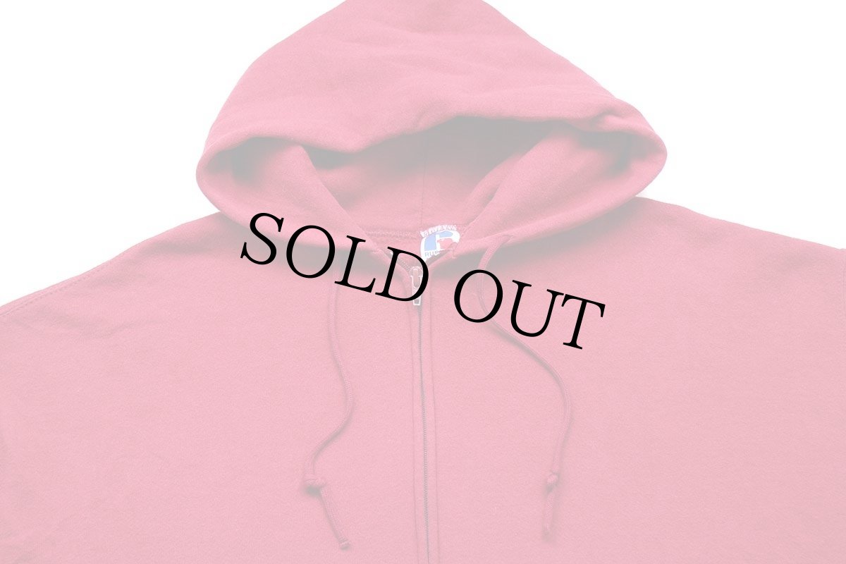 画像3: 90s USA製 RUSSELLラッセル 無地 スウェット ジップパーカー 濃赤 XL (3)