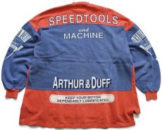 画像2: 90s イタリア製 ARTHUR&DUFF Thor Speedtools ツートン 切り替え コットン スウェット レンガ×薄紺 XL (2)