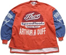 画像1: 90s イタリア製 ARTHUR&DUFF Thor Speedtools ツートン 切り替え コットン スウェット レンガ×薄紺 XL (1)