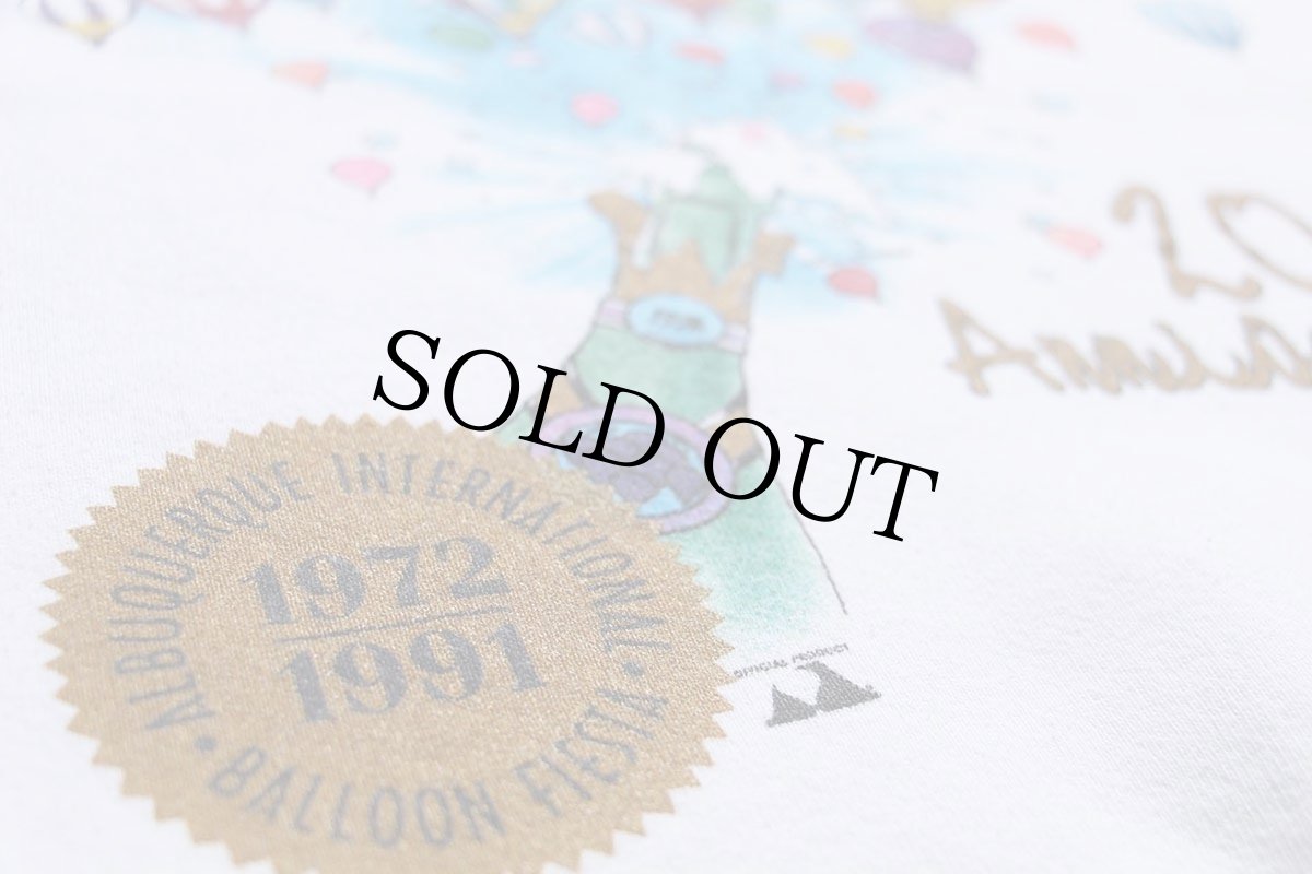 画像4: 90s 1972 1991 20th Anniversary 熱気球 アート スウェット 白 (4)