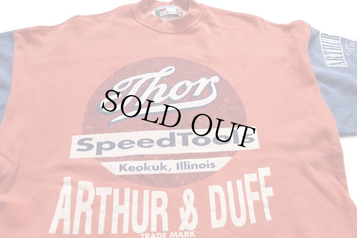 画像3: 90s イタリア製 ARTHUR&DUFF Thor Speedtools ツートン 切り替え コットン スウェット レンガ×薄紺 XL (3)