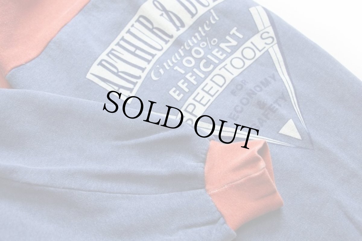 画像6: 90s イタリア製 ARTHUR&DUFF Thor Speedtools ツートン 切り替え コットン スウェット レンガ×薄紺 XL (6)