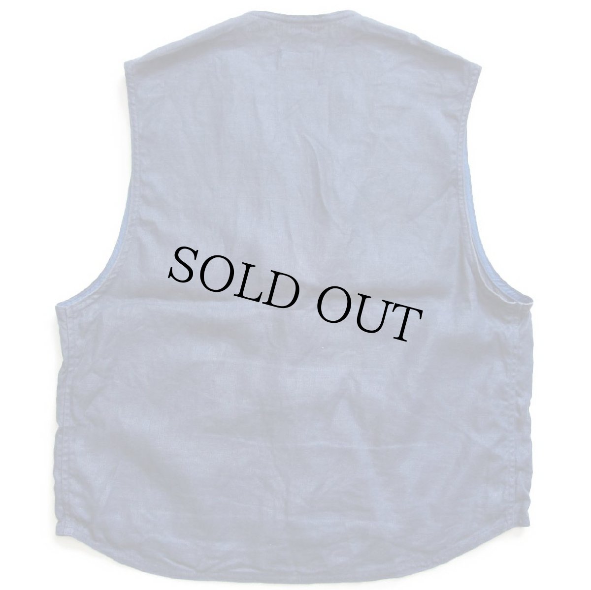 画像2: 90s イタリア製 BENETTONベネトン パチポケ リネンベスト 薄紺 48 (2)