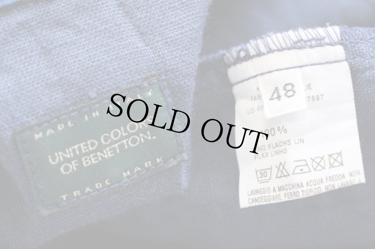 画像4: 90s イタリア製 BENETTONベネトン パチポケ リネンベスト 薄紺 48 (4)