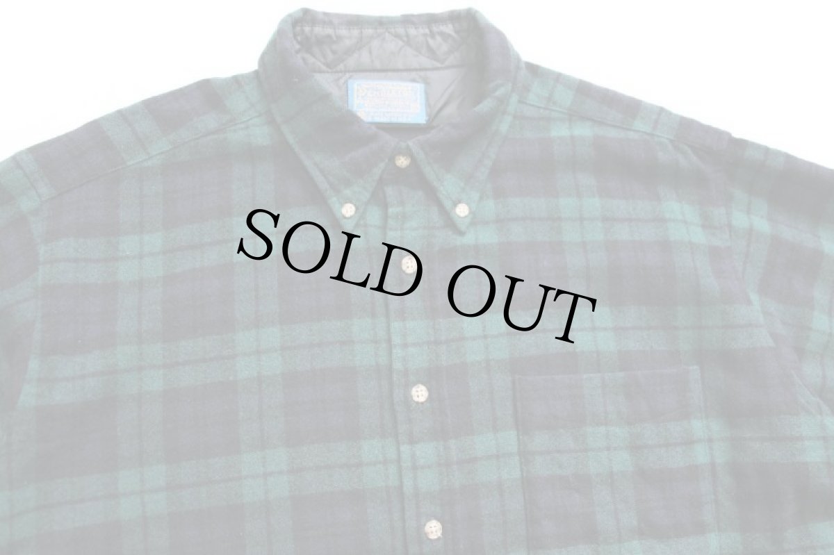 画像3: 70s USA製 PENDLETONペンドルトン ブラックウォッチ タータンチェック ボタンダウン ウールシャツ XL (3)