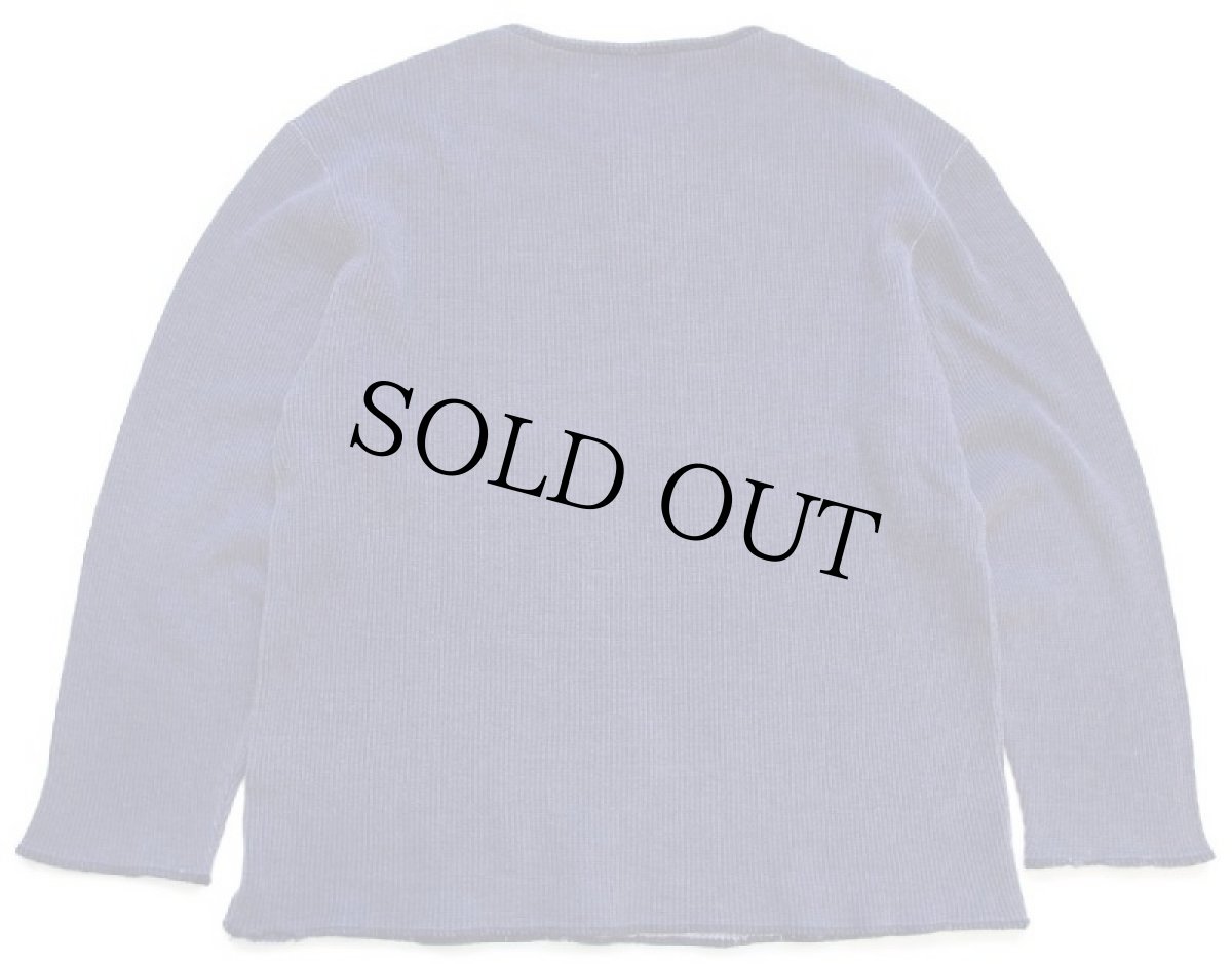 画像3: 90s イタリア製 Henry Cotton's ステンシル ヘンリーネック コットン ワッフル カットソー ナス紺 フェード L (3)