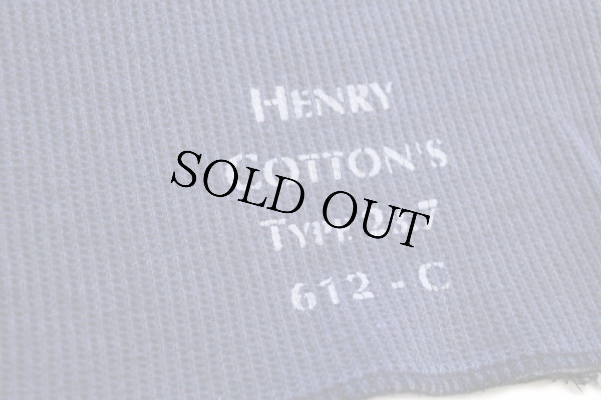 画像6: 90s イタリア製 Henry Cotton's ステンシル ヘンリーネック コットン ワッフル カットソー ナス紺 フェード L (6)