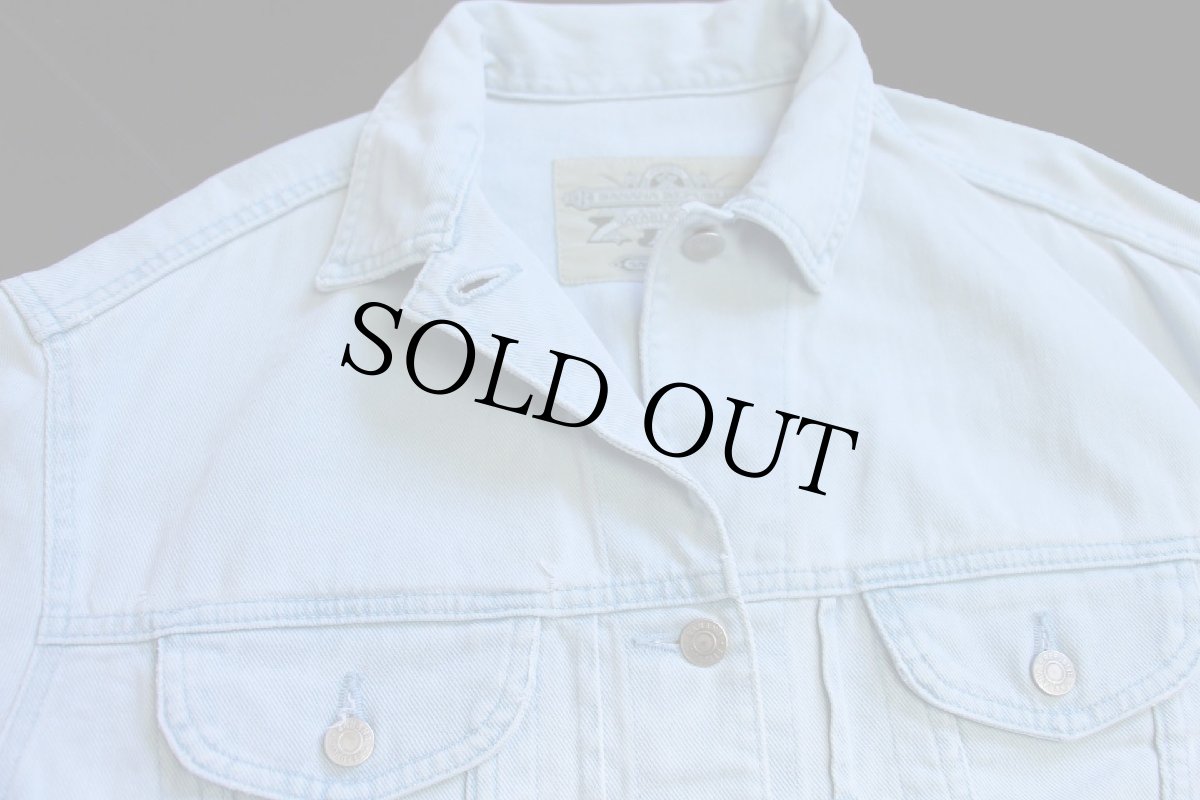 画像3: 90s USA製 BANANA REPUBLICバナナリパブリック ショート丈 カラーデニムジャケット 4ポケット ライトブルー M (3)