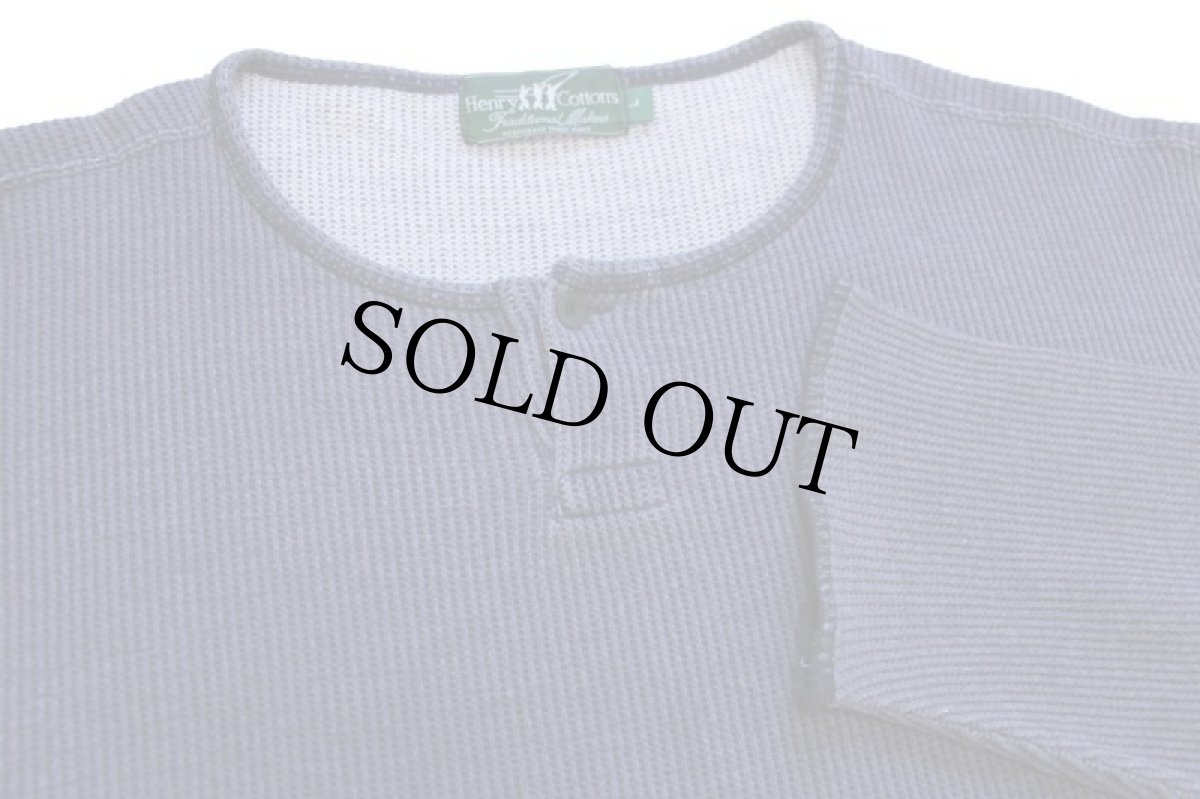 画像4: 90s イタリア製 Henry Cotton's ステンシル ヘンリーネック コットン ワッフル カットソー ナス紺 フェード L (4)