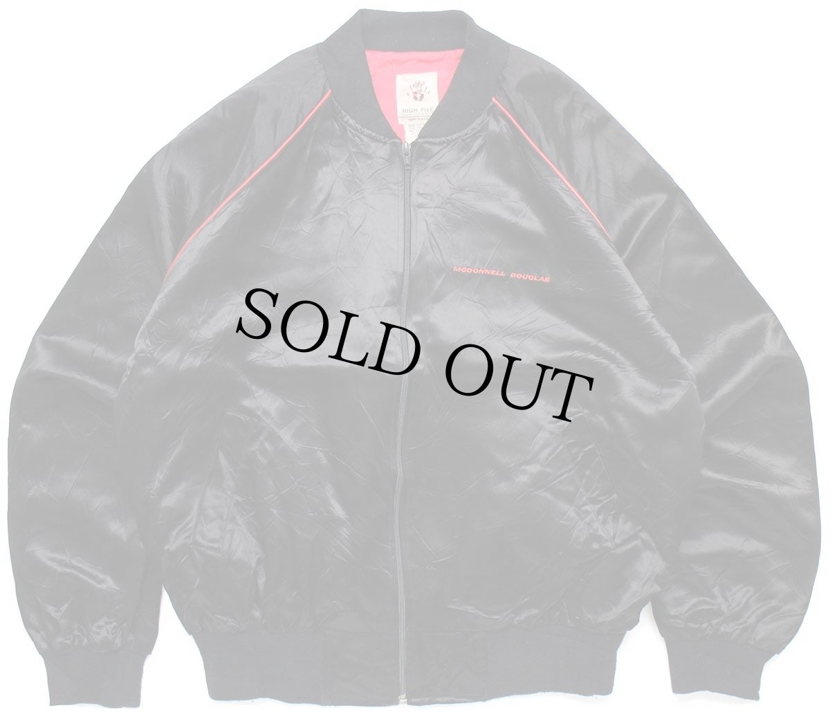 画像2: 80s USA製 MCDONNELL DOUGLAS MD-80 飛行機 刺繍 サテンジャケット 黒 L (2)