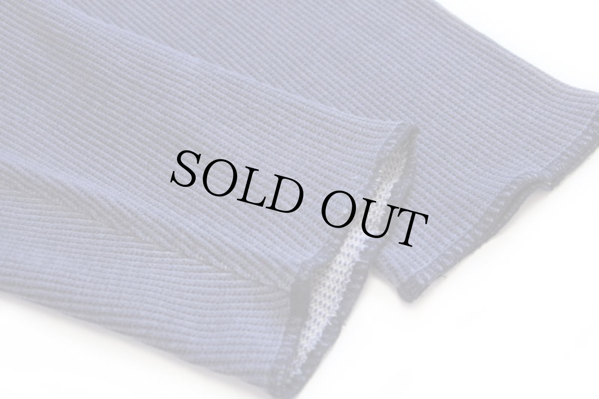 画像7: 90s イタリア製 Henry Cotton's ステンシル ヘンリーネック コットン ワッフル カットソー ナス紺 フェード L (7)