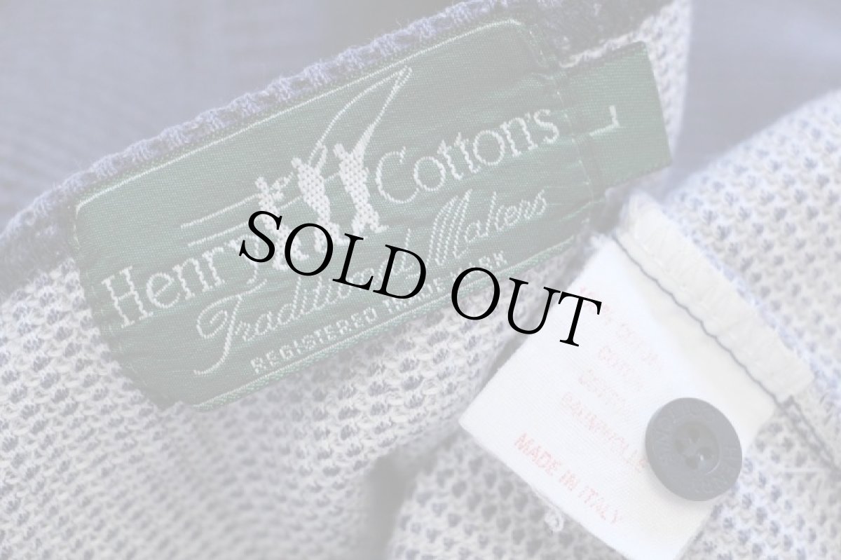 画像5: 90s イタリア製 Henry Cotton's ステンシル ヘンリーネック コットン ワッフル カットソー ナス紺 フェード L (5)