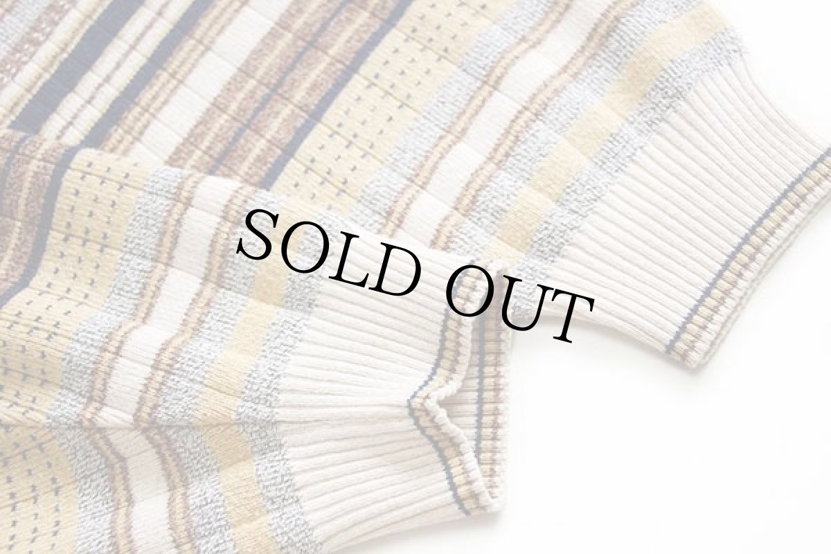 画像6: 90s GIOFERRARI ラグ柄 コットン×アクリルニット ポロシャツ 48★セーター (6)