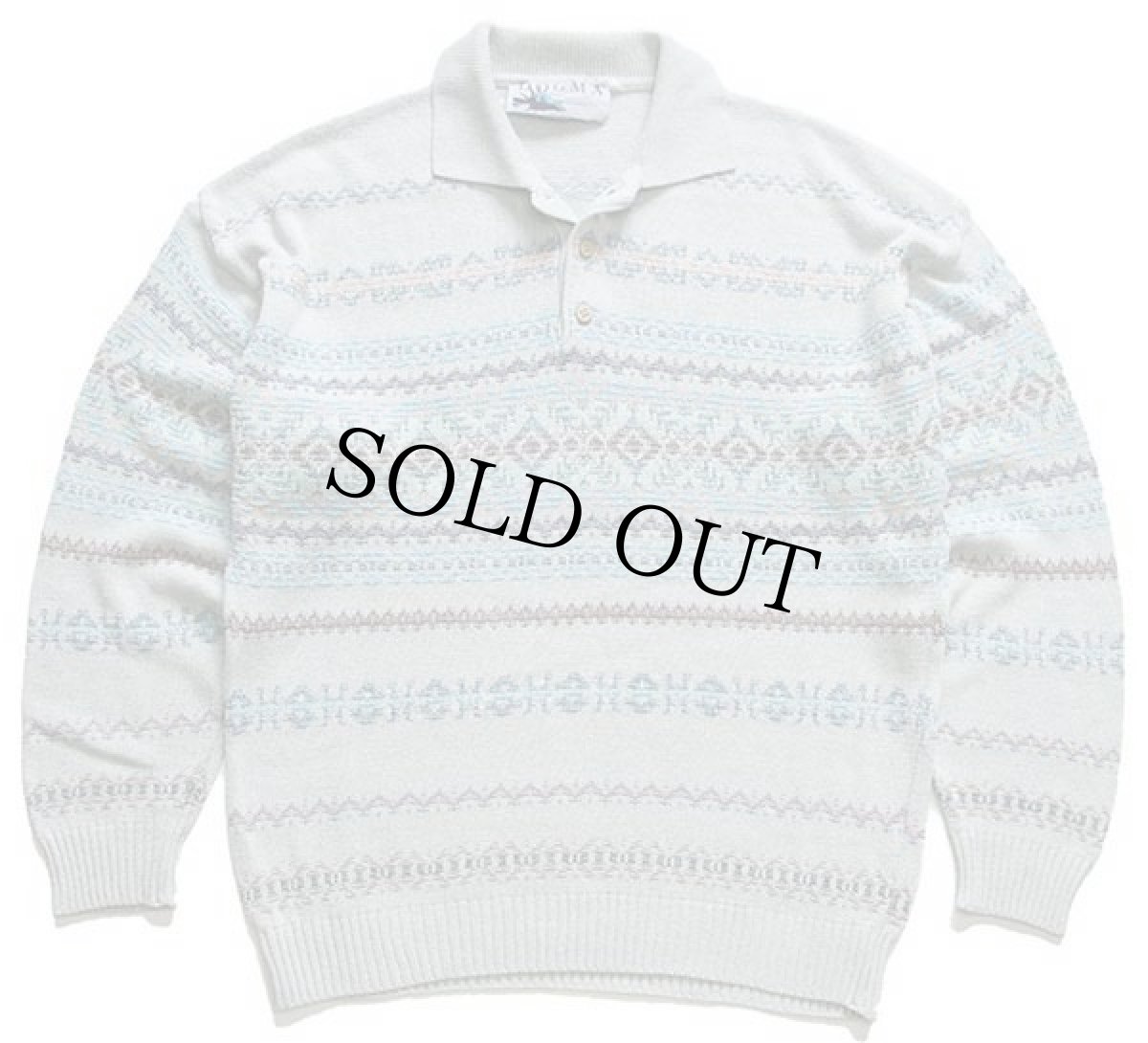 画像1: 90s DOGMA フェアアイル柄 リネン混 コットンニット ポロシャツ 48★セーター (1)