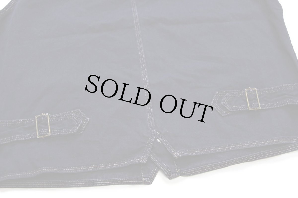 画像6: 90s イタリア製 OSHKOSH B'GOSH ノーカラー エンジニア タイプ HBT ヘリンボーンツイル ワークベスト 後染め 濃紺 XL (6)