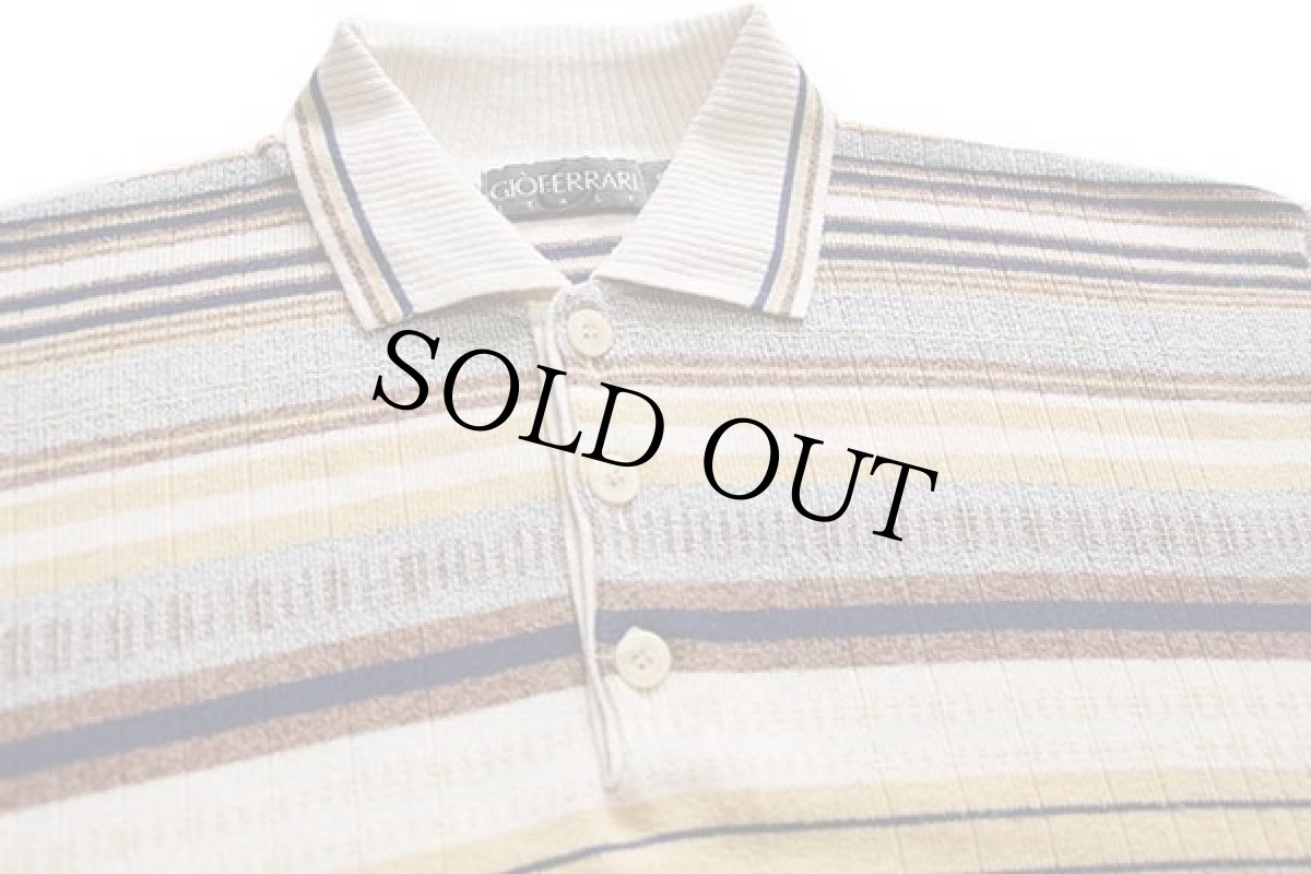 画像3: 90s GIOFERRARI ラグ柄 コットン×アクリルニット ポロシャツ 48★セーター (3)