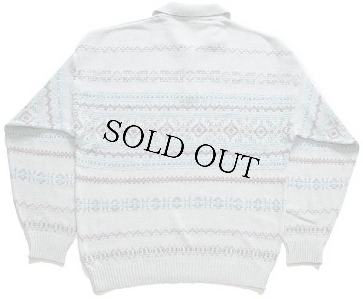 画像2: 90s DOGMA フェアアイル柄 リネン混 コットンニット ポロシャツ 48★セーター (2)