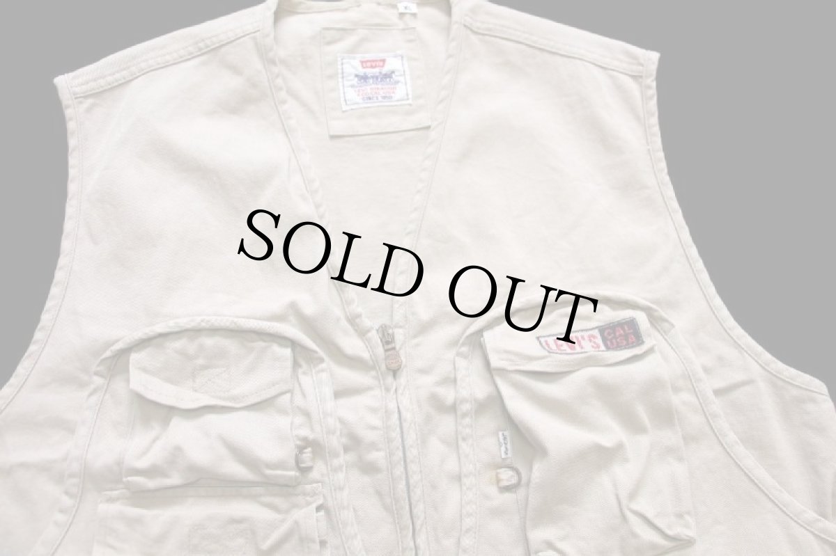 画像3: 90s イタリア製 Levi'sリーバイス コットンツイル フィッシングベスト ベージュ XL★ユーロ (3)