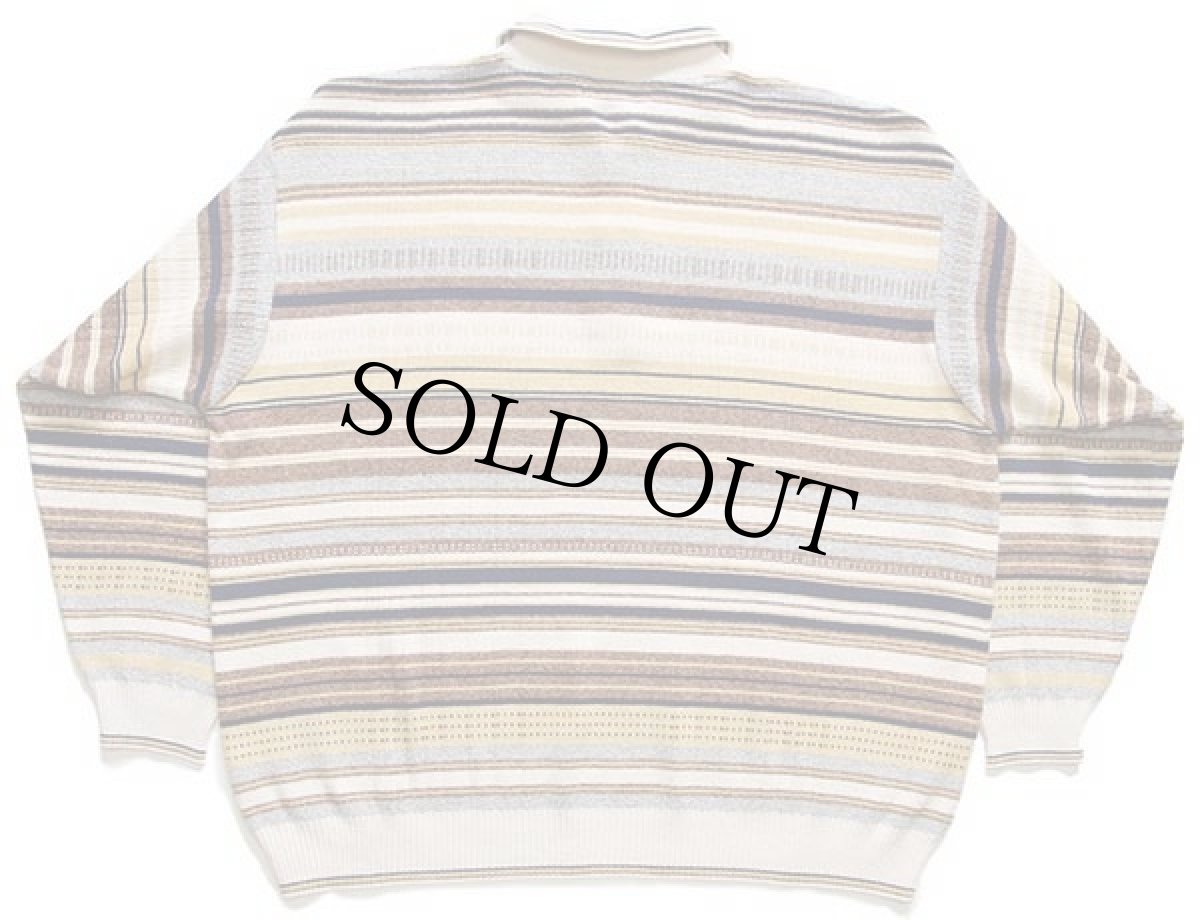 画像2: 90s GIOFERRARI ラグ柄 コットン×アクリルニット ポロシャツ 48★セーター (2)