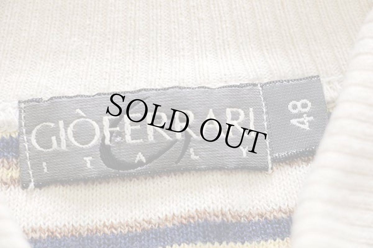 画像4: 90s GIOFERRARI ラグ柄 コットン×アクリルニット ポロシャツ 48★セーター (4)