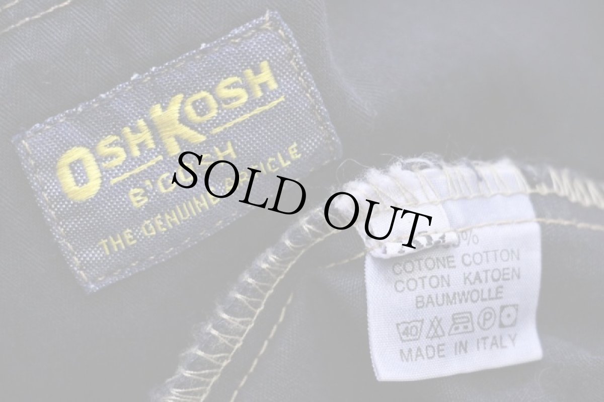 画像4: 90s イタリア製 OSHKOSH B'GOSH ノーカラー エンジニア タイプ HBT ヘリンボーンツイル ワークベスト 後染め 濃紺 XL (4)