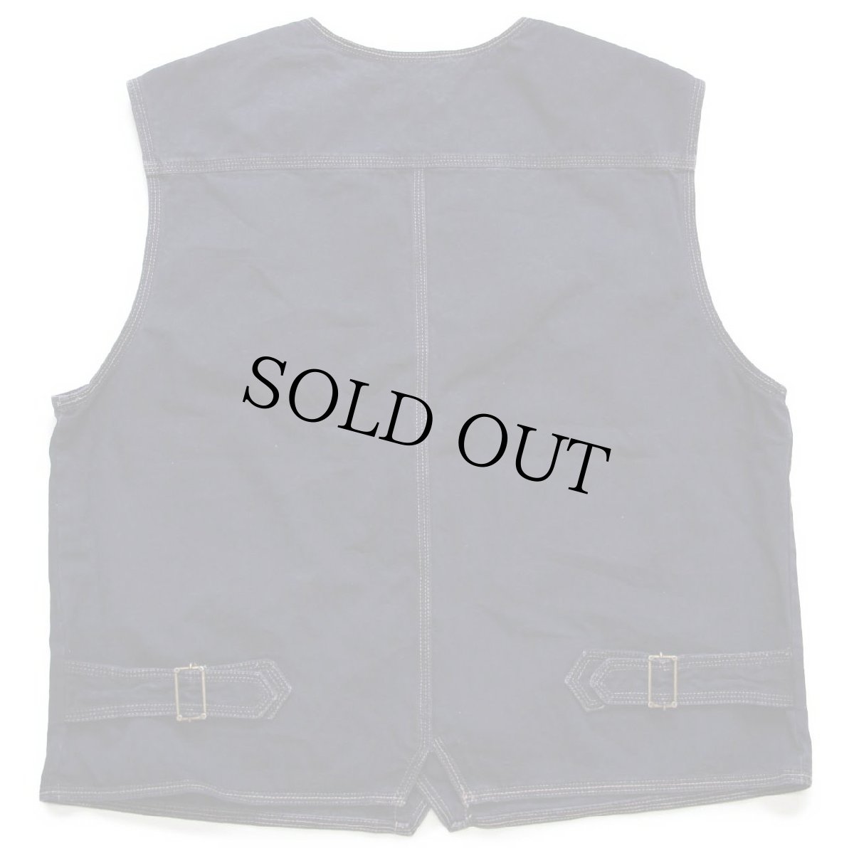 画像2: 90s イタリア製 OSHKOSH B'GOSH ノーカラー エンジニア タイプ HBT ヘリンボーンツイル ワークベスト 後染め 濃紺 XL (2)