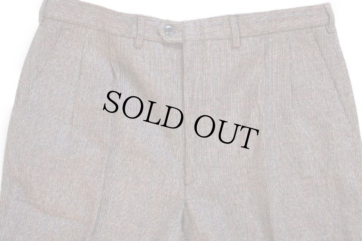 画像4: デッドストック★80s UNKNOWN チェック ツータック スラックス ツイード ウールパンツ 52 (4)